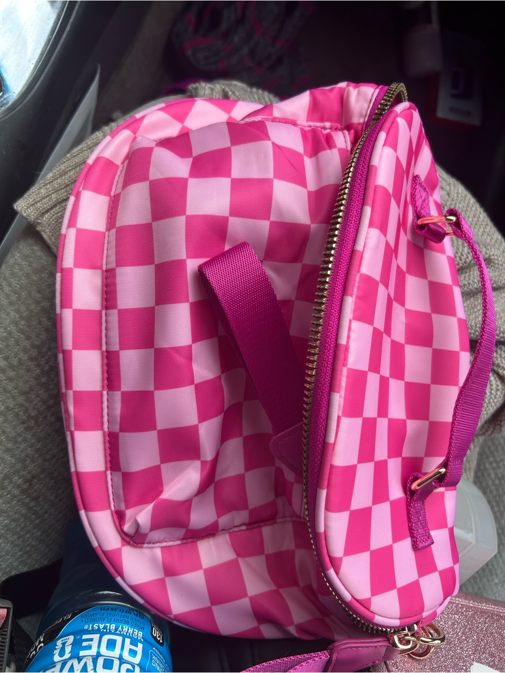 Hot Pink Checkerboard Crossbody Bag - Trendy Women's Accessory